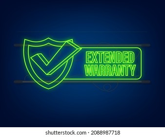 Etiqueta de garantía extendida o etiqueta adhesiva. Insignia, icono, sello. Icono de Neon. Ilustración del vector