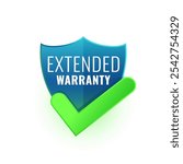 extended warranty promo tag with shield badge design vector