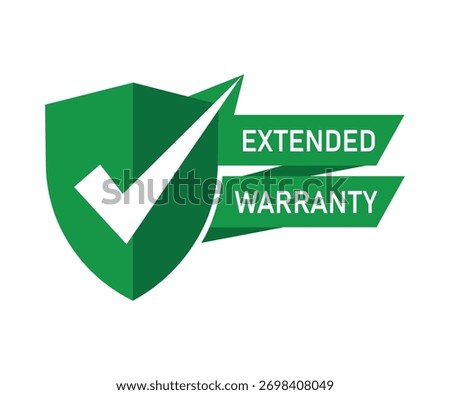 Extended warranty shield logo isolated on white background, symbolizing protection and guarantee for products