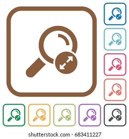 Extending search results simple icons in color rounded square frames on white background