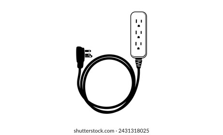 Extension Cord, black isolated silhouette