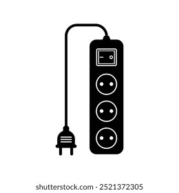 Extension cord black and white flat vector icon design. Extension cord symbol design and clip art