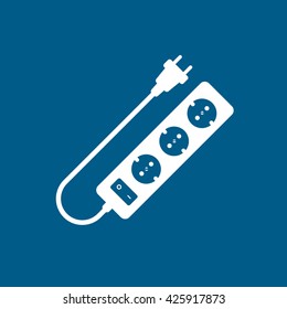 Extension Cord Flat Icon On Blue Background