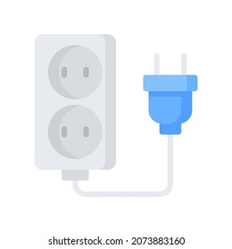 Icono de cable de extensión, Icono de icono de estilo plano, Ilustración vectorial, Adecuada para sitio web, aplicación móvil, impresión, presentación, infografía y cualquier otro proyecto.