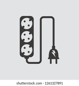 Extension cord icon isolated of flat style. Vector illustration.