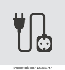 Extension cord icon isolated of flat style. Vector illustration.
