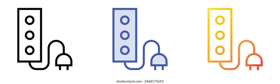 extension cord icon. Linear, Blue Fill and Gradient Style Design Isolated On White Background