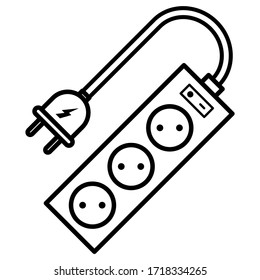 Extension cord icon in modern outline style design. Vector illustration isolated on white background.