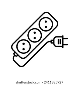 Extension cord icon. Multi-socket adapter. Electric extension cord icon with plug. Vector illustration