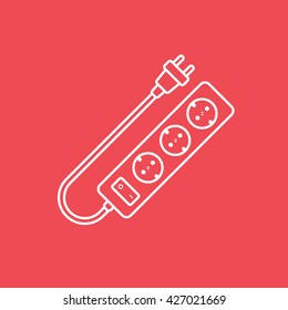Extension Cord Icon On Red Background