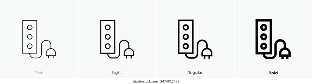 extension cord icon. Thin, Light Regular And Bold style design isolated on white background