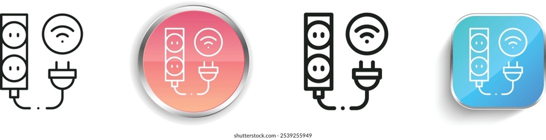 extension cord icon. Thin Linear, Regular and Button Style Design Isolated On White Background