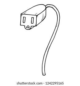 Extension cord icon. Vector of an electrical extension cord. Hand drawn extension.