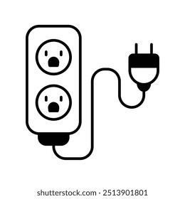 extension cord icon with white background vector stock illustration