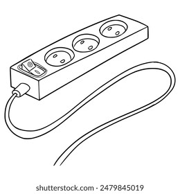 extension cord illustration hand drawn outline vector