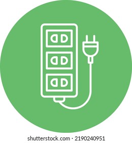 Extension Cord line circle icon vector image. Can also be used for web apps, mobile apps and print media.
