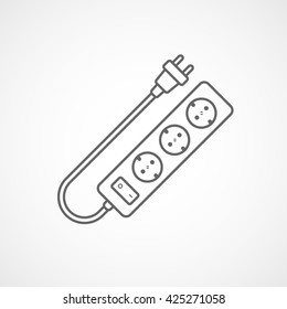 Extension Cord Line Icon On White Background