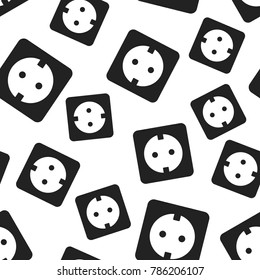 Extension cord seamless pattern background. Business flat vector illustration. Electric power socket symbol pattern.