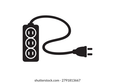 Extension Cord Silhouette Vector Icon