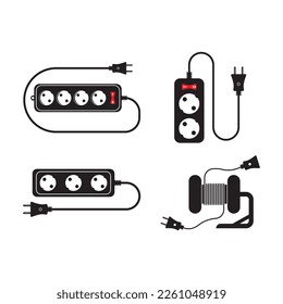 ilustración de icono de vector simple del cable de extensión en diseño plano