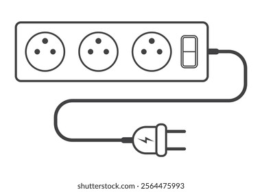 extension cord socket with wire and plug outline icon