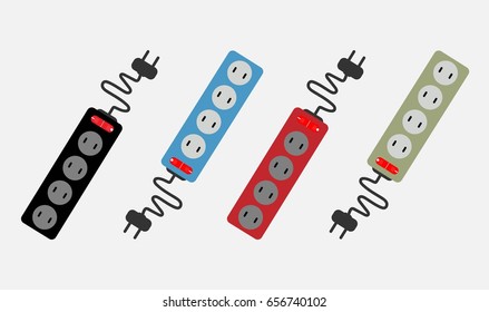 Extension Cord with switch isolated on white background vector and illustration