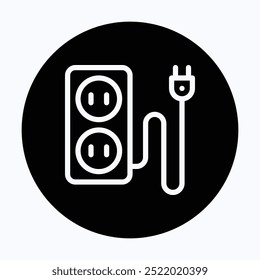 Extension Cord Symbol, Extension Cable Vector Icon, Plug, 