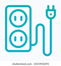 Extension Cord Symbol, Extension Cable Vector Icon, Plug, Isolated Lineal Gradient Icon.