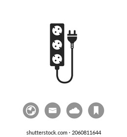 Extension cord vector black simple icon