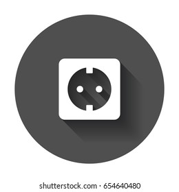Extension cord vector icon. Electric power socket flat illustration with long shadow.