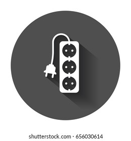 Extension cord vector icon. Electric power socket flat illustration with long shadow.