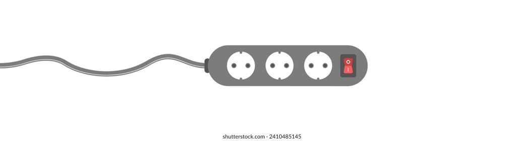 Extension cord vector icon. Multi-socket adapter. Many connectors for electrical appliances. Electric extension cord icon for household and industrial work. Cord extension for three connectors vector.