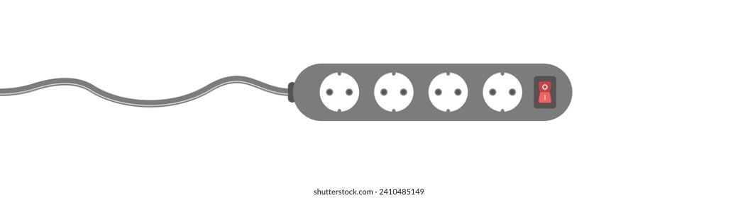 Icono vectorial del cable de extensión. Adaptador multisocket. Muchos conectores para aparatos eléctricos. Icono de cable de extensión eléctrica para trabajo doméstico e industrial. Extensión de cable para cuatro conectores vectoriales.