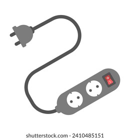 Extension cord vector icon. Multi-socket adapter. Many connectors for electrical appliances. Electric extension cord icon with plug. Cord extension for two connectors vector.