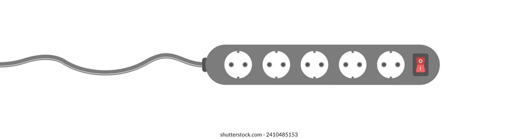 Extension cord vector icon. Multi-socket adapter. Many connectors for electrical appliances. Electric extension cord icon for household and industrial work. Cord extension for five connectors vector.