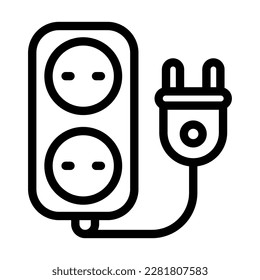 Extension Cord Vector Line Icon Design