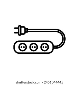 Vector de cable de extensión, icono de estilo de línea, fondo aislado