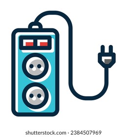 Extension Cord Vector Thick Line Filled Dark Colors Icons For Personal And Commercial Use.
