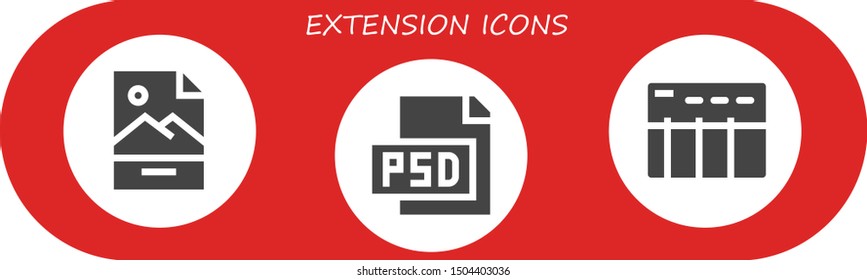 extension icon set. 3 filled extension icons.  Simple modern icons about  - Jpg, Psd, Data table