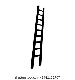 Extension ladder icon. Black silhouette. Vertical front side view. Vector simple flat graphic illustration. Isolated object on a white background. Isolate.