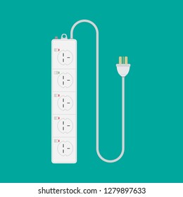 Extension Lead on iSolated Green Background, Flat Vector.