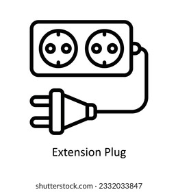 Extension Plug Vector   outline Icon Design illustration. Kitchen and home  Symbol on White background EPS 10 File
