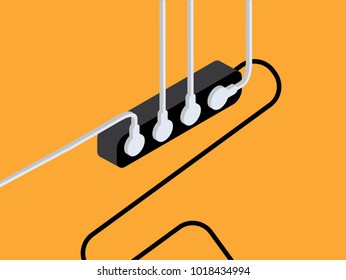 Extension power strip in yellow background