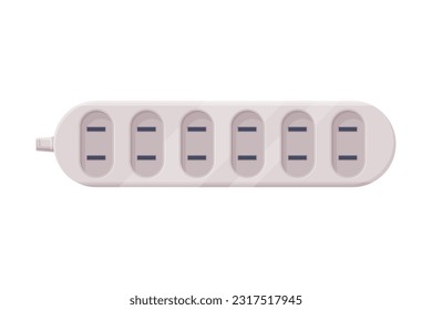 Socket de extensión con cable de alimentación como equipo de corriente eléctrica con iluminación vectorial del conector de puerto