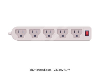 Socket de extensión con cable de alimentación como equipo de corriente eléctrica con iluminación vectorial del conector de puerto
