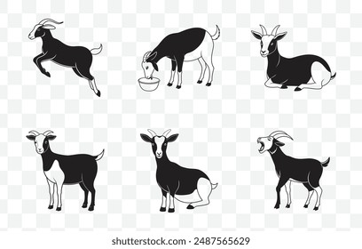 Extensive Collection of Black Goat Vector Illustrations for Design Projects, Graphic Resources, and More