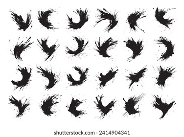 Extensive Collection of Black Ink Splatters and Grunge Textures Vector