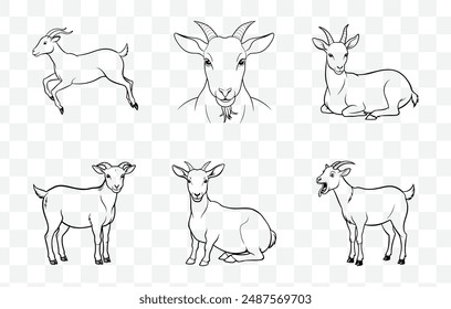 Extensive Collection of Goat Line Art Vector Illustrations for Versatile Use in Design Projects