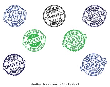 Coleção extensiva de carimbos completados, conjunto de vetor de tarefa finalizada grunge Labels