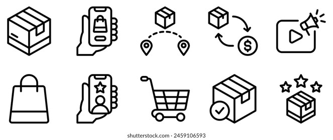 Extensive E-Commerce Icon Set in Line Style